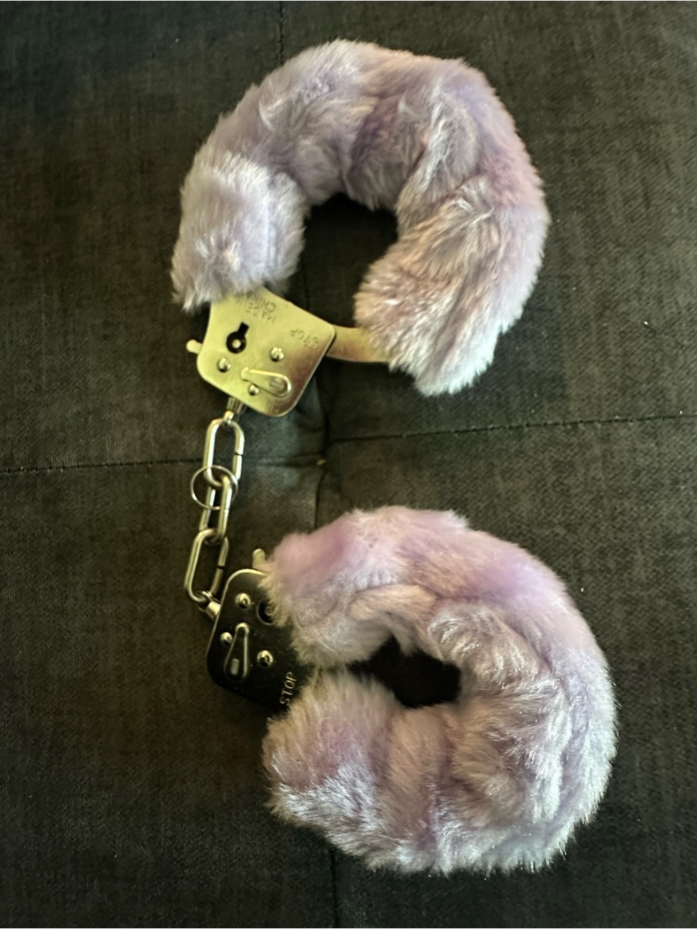 Plush Faux Fur Handcuffs - Lavender